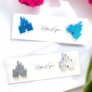 Sparkle Like a Princess: Glitter Cinderella Castle Earrings for Your Royal Ears